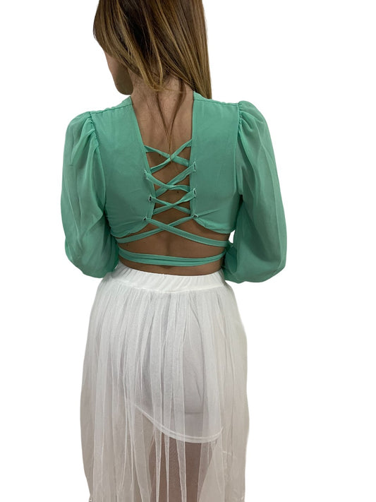 Celine lace-up crop top