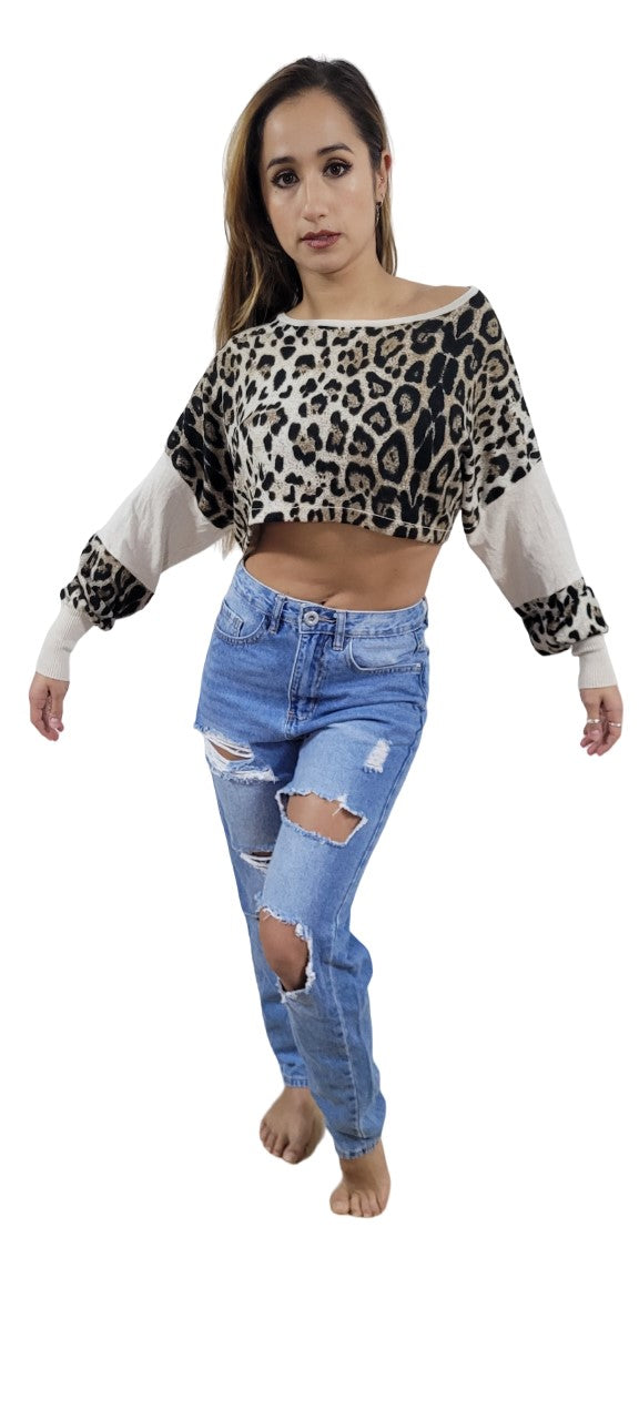 Leopard Asymmetric Sweater