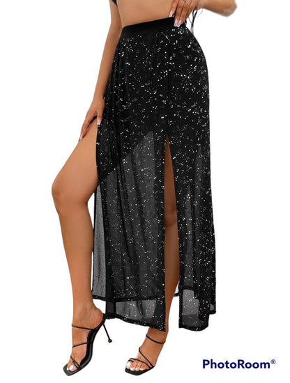 Double Slit Glitter Skirt