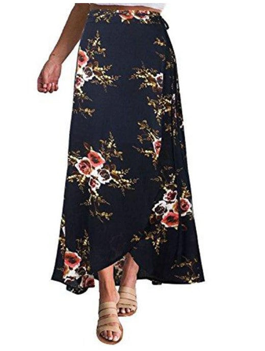 Long Slit Floral Skirt