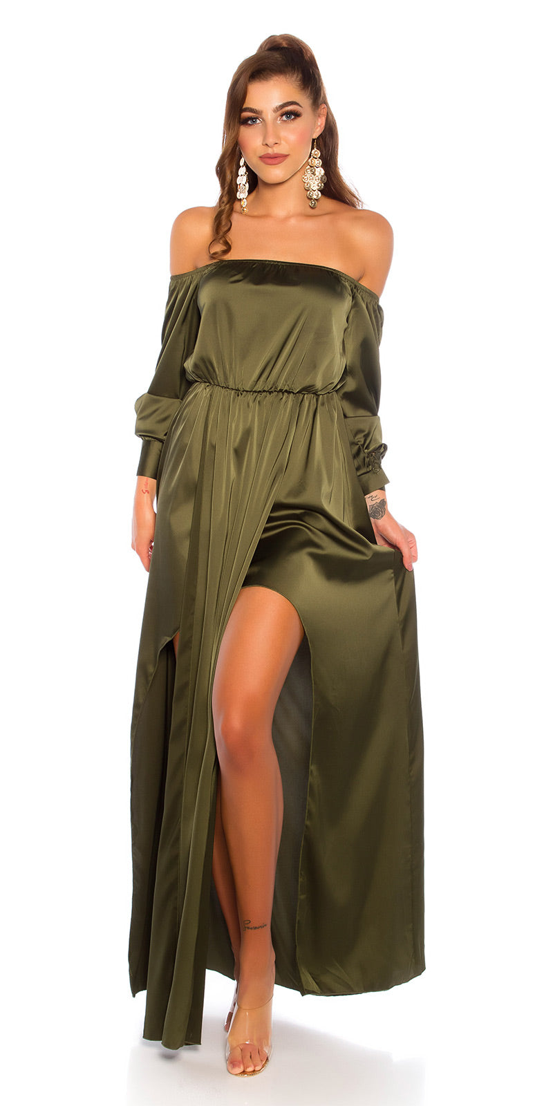 Double Slit Satin Dress