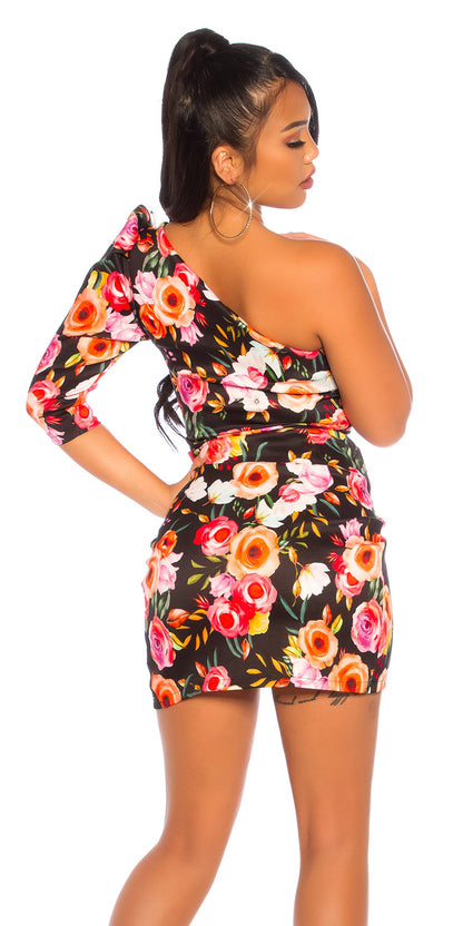 Asymmetrical Flower Cocktail Dress